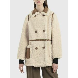 Stand Studio Oversized Chloe Faux Shearling & Leather Teddy Coat Sz 36 Small
